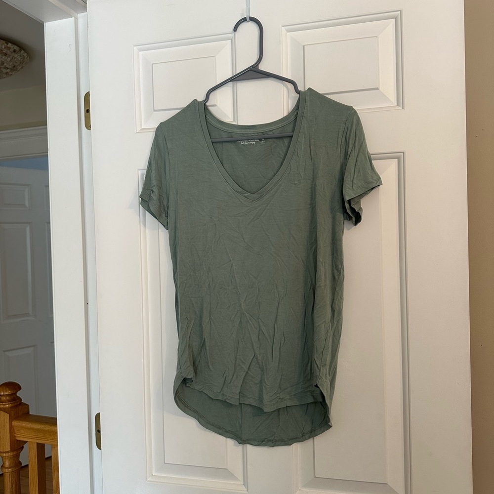 Abercrombie & Fitch Olive Green V-Neck Tee